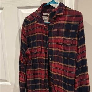 American Eagle Outfitters Red and Navy Plaid Shirt